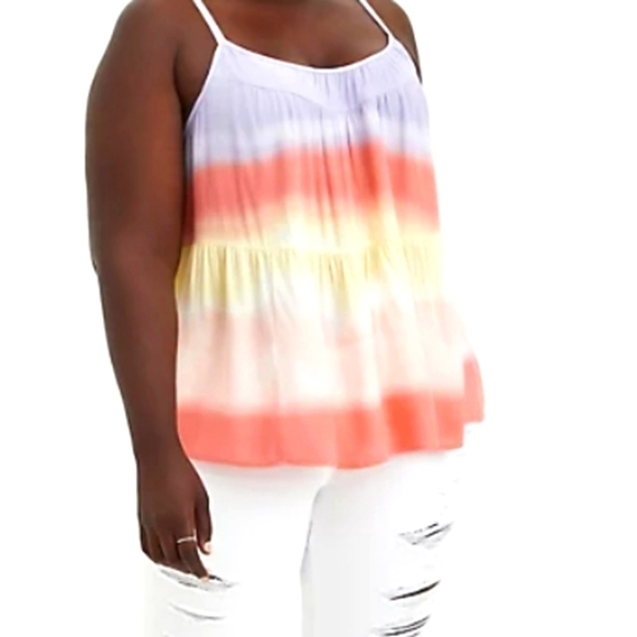 torrid Tops - Torrid Tiered Gauze Beach Stripe Tie Dye Cami Size M/L
